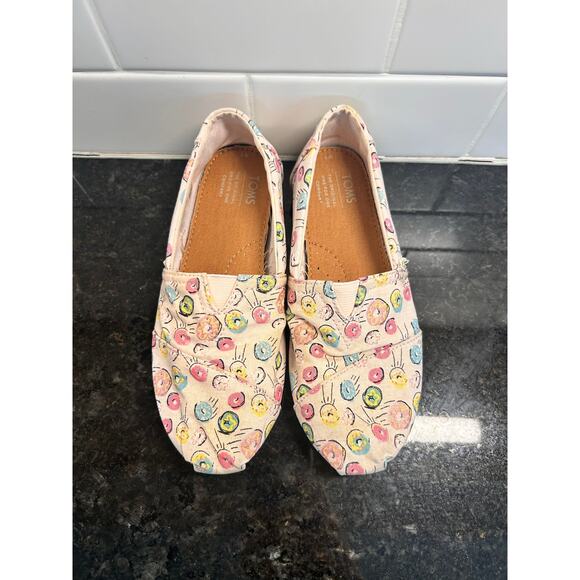 Toms Alpargata Girls Donuts Canvas Slip-On Flat Shoes Summer Multicolor Size 1 - Picture 3 of 10